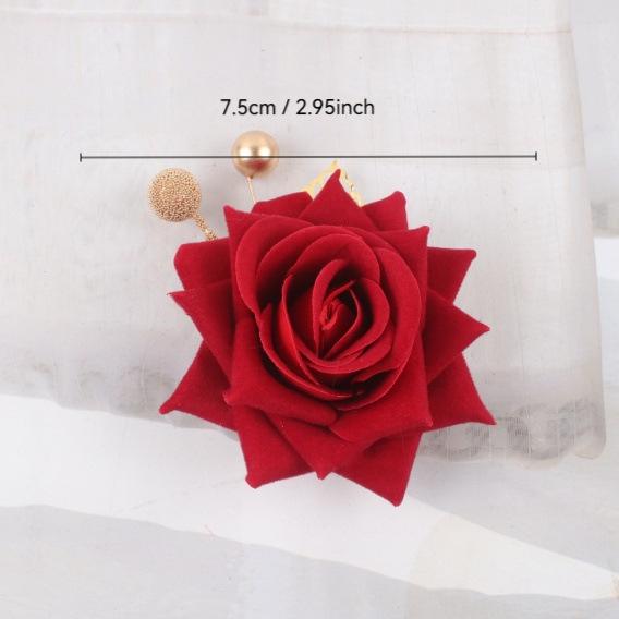 Elegant Retro Red Hair Clip with Rose Gold Leaves for Brides & Hanfu Weddings