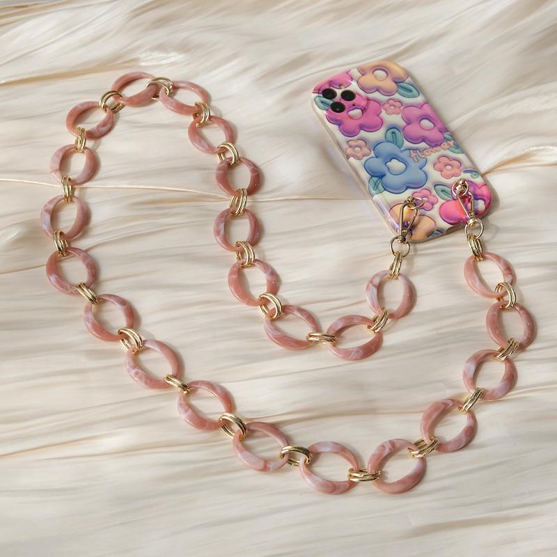 Nové príslušenstvo k telefónu Odnímateľné časti Retiazka Candy Crossbody Kovový Luxusný remienok Ženy Puzdro na telefón Retiazky Akrylová retiazka na rameno