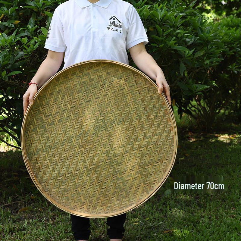 Bamboo Woven Drying Basket Farmhouse Green Round Sieve Tray