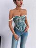 Women's Retro French Jacquard Fishbone Bustier Corset Vest