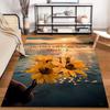 Sunset Flowers with Inspirational Quote Rug Non-slip Rug Suitable for Living Room and Bedroom Sofas.