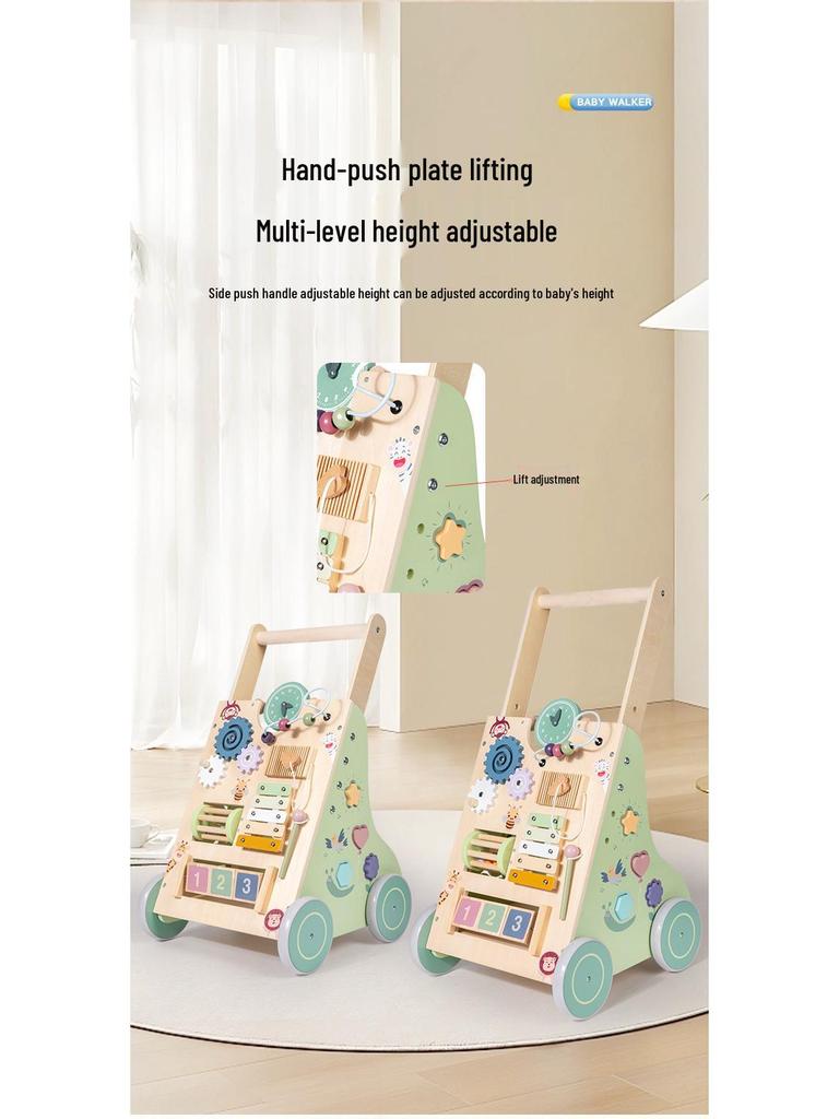 Multifunctional Wooden Baby Walker and Stroller