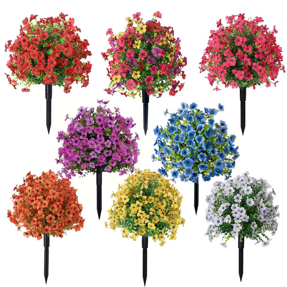 2pc Artificial Ball-Shaped Multicolor Flower Bush with Ground Stake for Garden Patio Flower Bed Yard Outdoor Party Decor