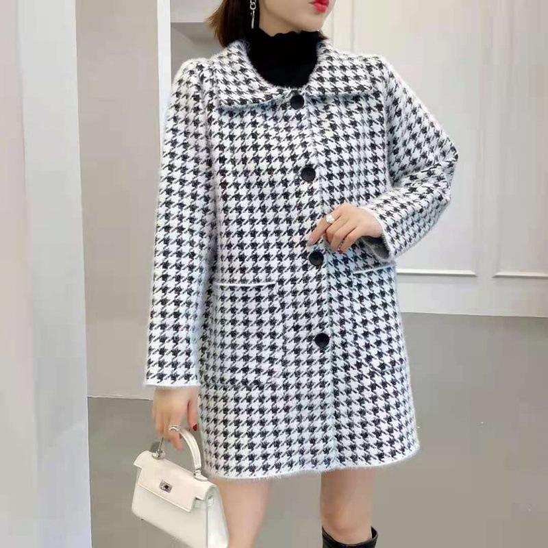 Nouveau Cardigan Tricoté Mi-Long Ample Épais pour Femme Automne/Hiver: Manteau pull grande taille pour mère