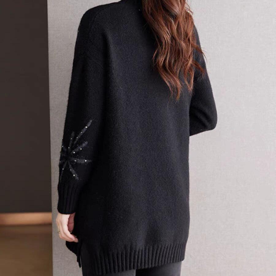 New Autumn and Winter Super Good-looking Thickened Sweater for Women Loose and Lazy Style Mid-length Wool Base Shirt