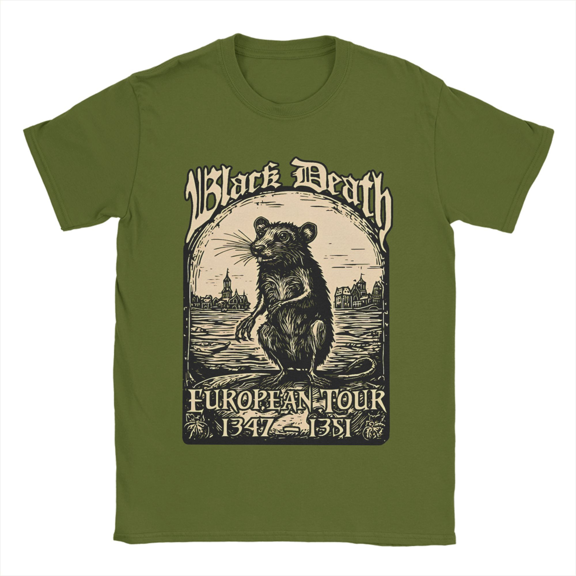 

Bubonic World Tour T Shirts Men s Cotton Funny T-Shirt Round Collar Black Death European Tour Tees Short Sleeve Clothing 4XL