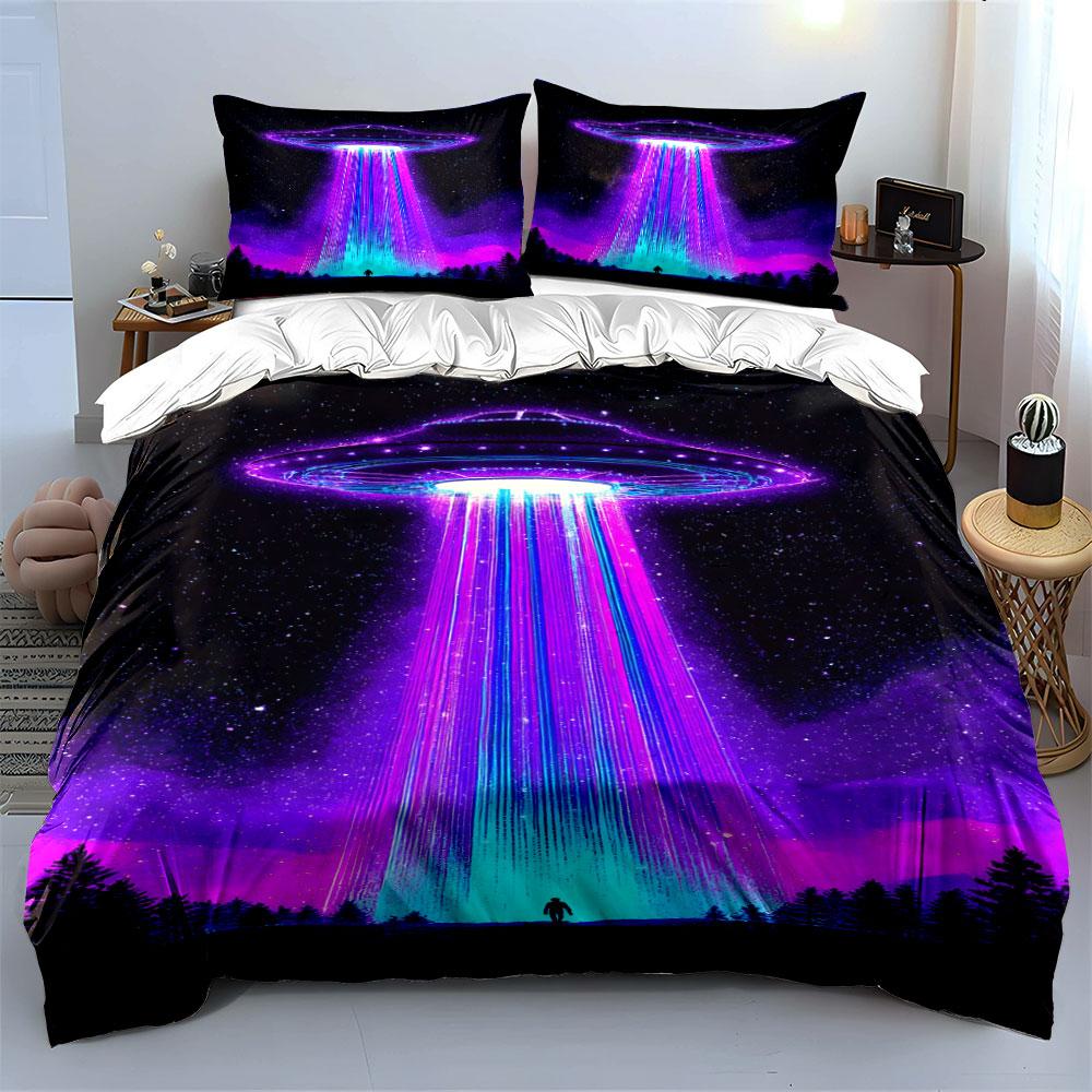 UFO Beaming Over Trees. Bedding Sets Duvet Cover Sets Duvet Covers Pillowcases(1*Duvet Cover 2*Pillowcases Without Duvet Insert)