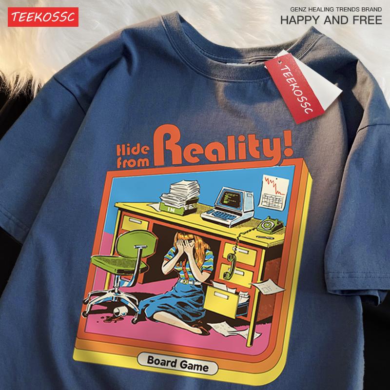 Hide From Reality Board Game Printing T Shirts Men Women Fashion Loose Cotton Tee Soft Summer Casual Oversized Tshirt Couple