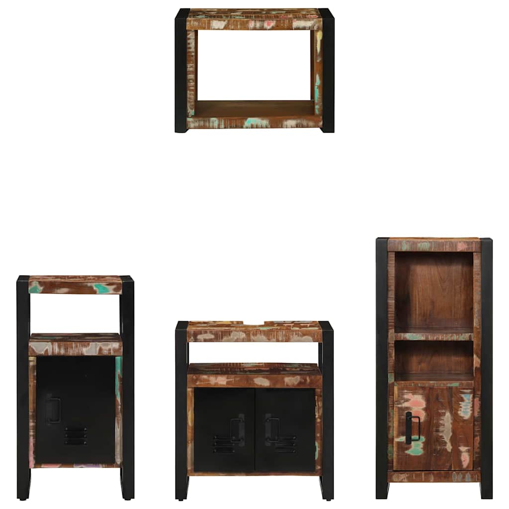 Bathroom Furniture Set with Shelf 4 pcs Solid Upcycled Wood