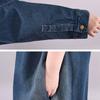 Damen Lange Denim Baumwolljacke Lockerer Trenchcoat Große Größe Einfarbige