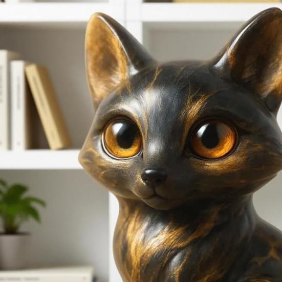 Big-Eyed Fox Figurine Hand-Carved Healing Fox Statue Lucky Animal Sculpture Home Office Desktop Decoration Ornament