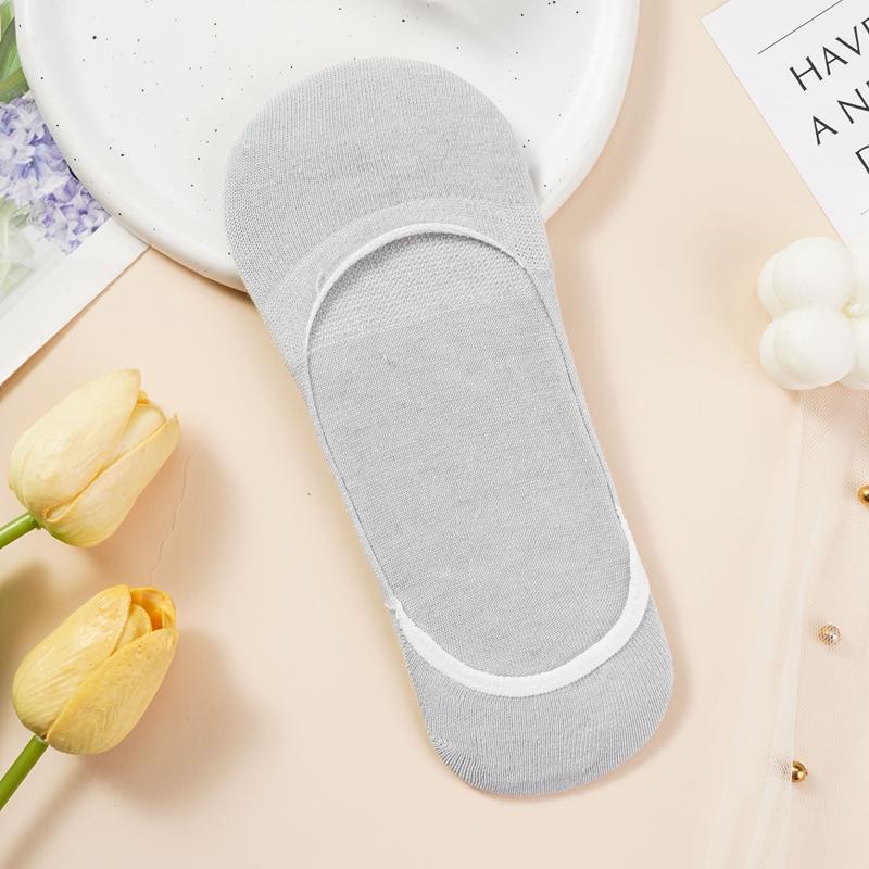 Damen Unsichtbare Bootssocken Sommer Silikon Rutschfest Mode Knöchelsocken Niedrig geschnitten Weiblich Einfarbig Baumwolle Atmungsaktive Socke