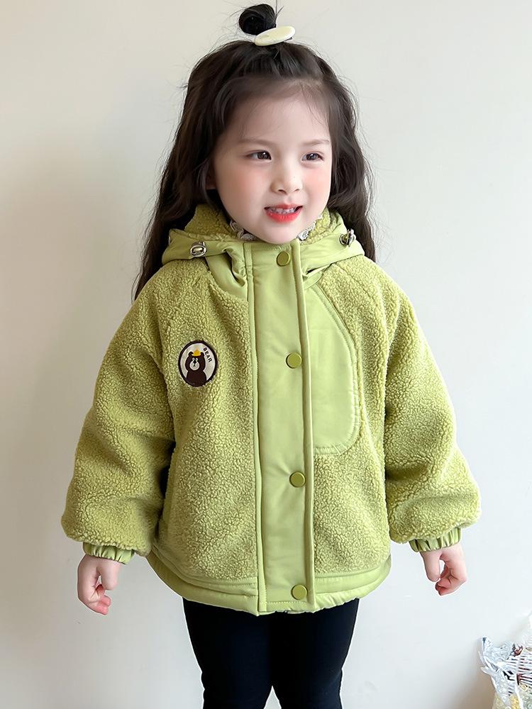 Girls' Quilted Fleece-Lined Winter Cotton Jacket - Trendy Children's Fashion Coat.