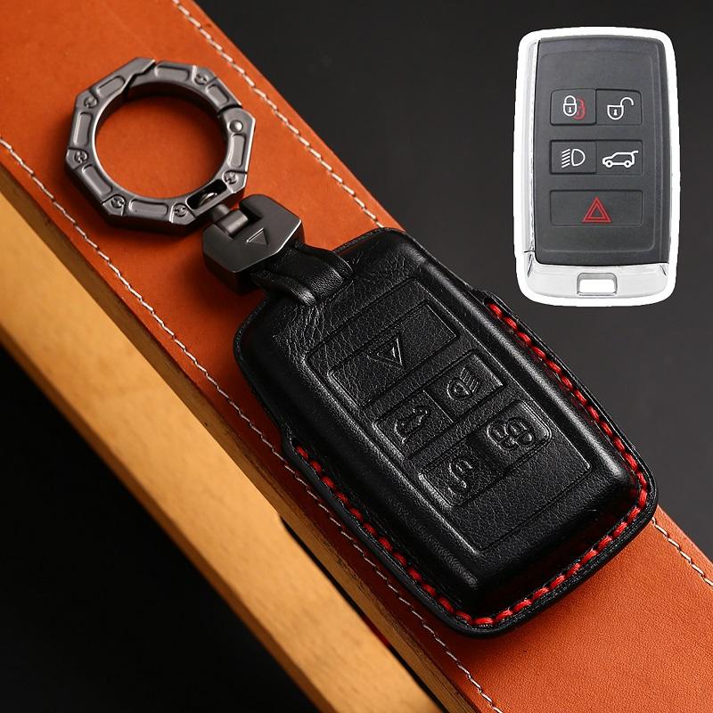 Styling Mouldings 1Pcs Genuine Leather Car Remote Key Fob Shell Cover Case For Land Rover Range Rover Evoque Discovery Sport 5 2