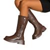 Retro Long Boots, Chunky Round-toed Fashion Boots, Plus-size Thick-soled Knight Boots, Women's Shoes