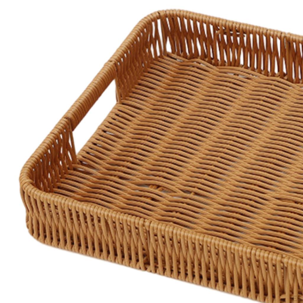 Bauernhaus Handgewebte Obstservierschale Mehrzweck mit Griffen Lebensmittelaufbewahrungsschalen Snack Brot