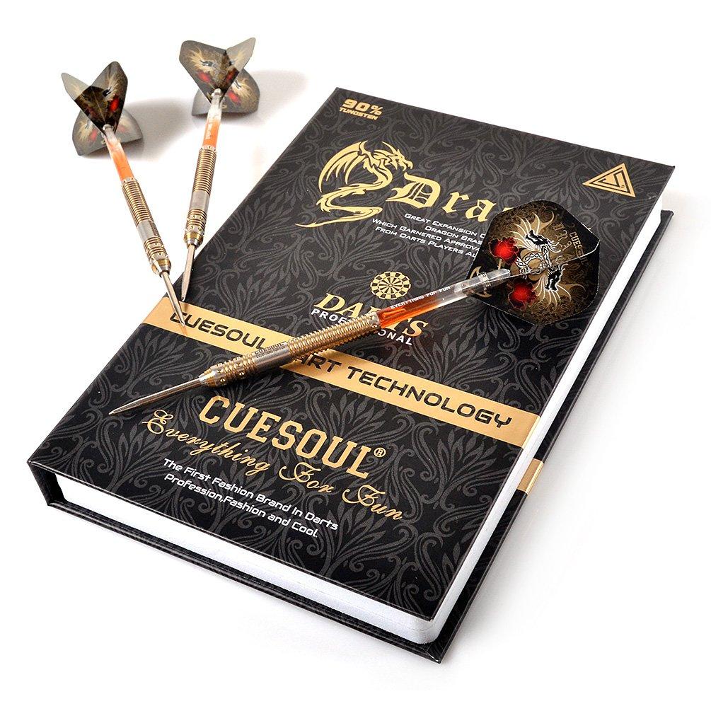 CUESOUL Dragon Series Tungsten 24g Steel Tip Dart Titanium Coated Finish Barrel 90% Set, (CSDN-M2306)
