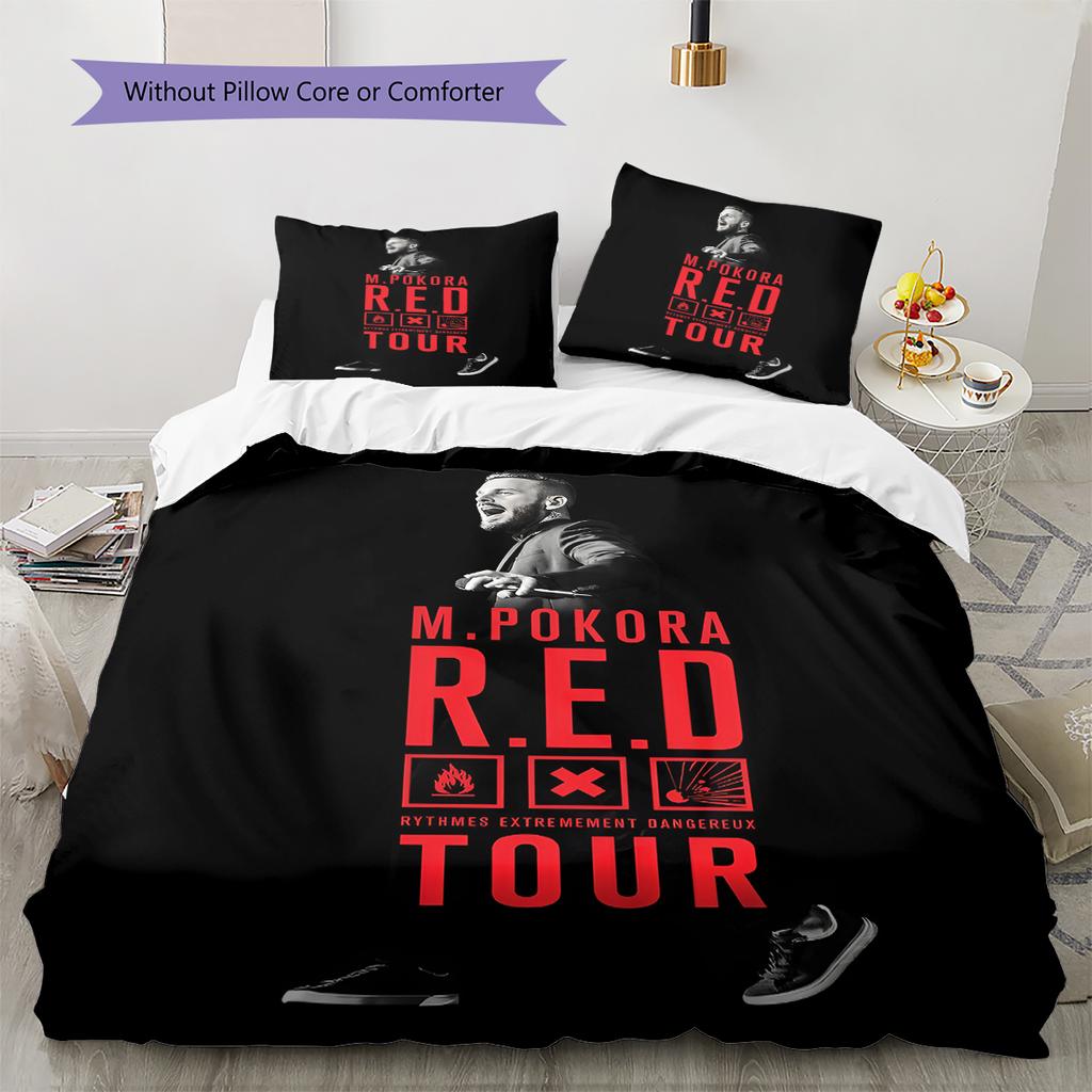M Pokora Pattern Bedding,Quilt Set Quilt Cover Pillowcase Home Birthday Gift (1 * duvet cover + 2 * pillowcase, without core)