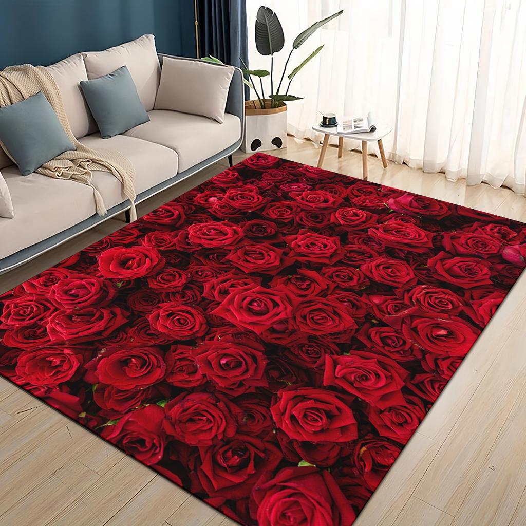 27 Style New Colorful Rose Romantic Flower Love Carpet Rug for Living Room Bedroom Home Sofa Decoration,kids Non-slip Floor Mat