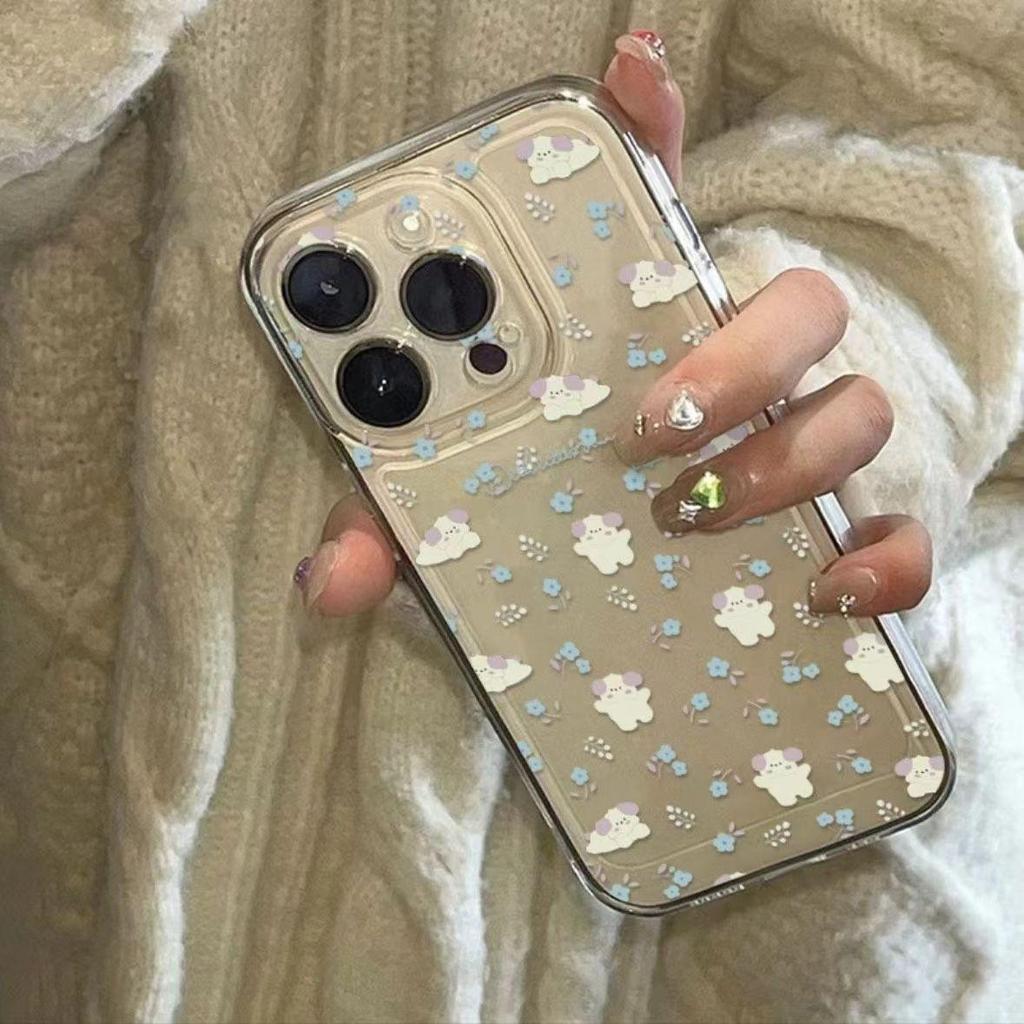 Blue Floral Phone Case for iPhone 13, 14, 15, 16, Pro, and Pro Max