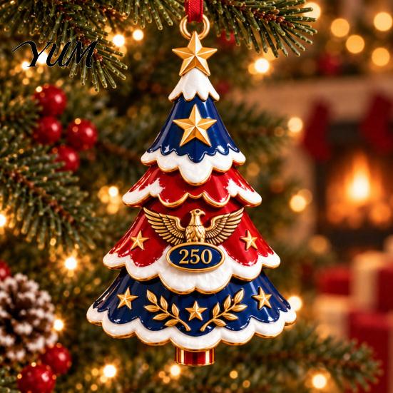 Home Wall Fireplace Ornaments Patriotic Christmas Tree Ornaments, Acrylic Holiday Pendant for Independence Day, Decorative Party Supplies Indoor