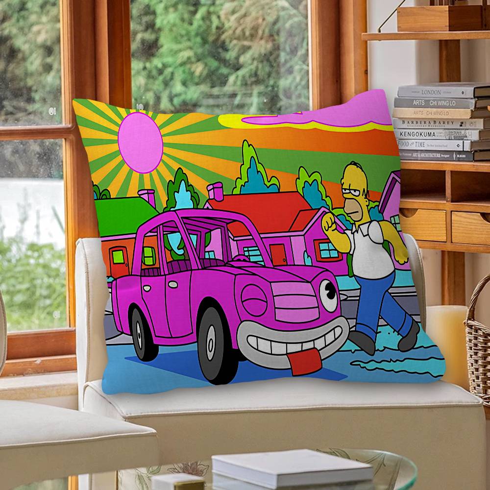 Cartoon The S-Simpsons Cushion Cover Car Throw Pillow Case For Sofa Car Christmas Gift 40x40cm 45x45cm