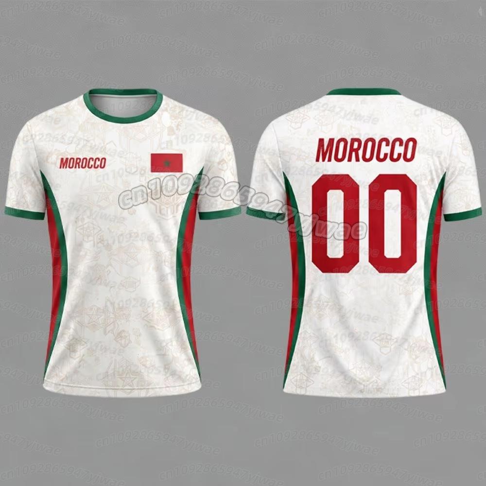 Maglietta con Stampa Bandiera Marocco Stampa 3D Traspirante Asciugatura Rapida Stile Familiare per Uomo Moda Streetwear Sportiva T-shirt Uomo