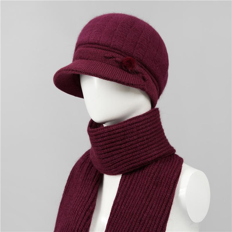 Day Mom Hat Fleece Knitted Thermal Hat Grandma Rabbit Wool Hat Old Man Duck Tongue Cotton Hat