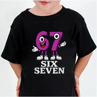 Niedliches T-Shirt für Jungen und Mädchen, Kinder, Six Seven Fun Kinder Y2k T-Shirt Top 67, bedrucktes Rundhals-Kurzarm-T-Shirt