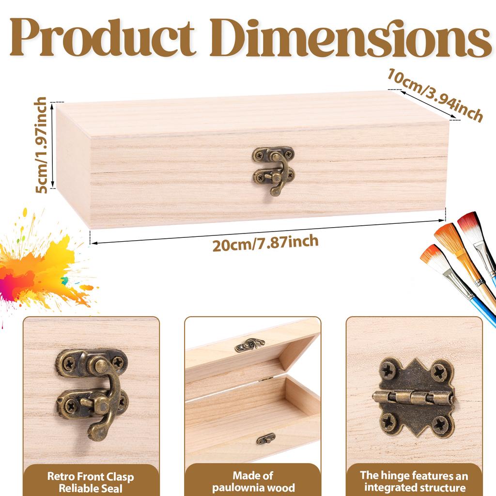 10Pcs Wooden Storage Box Jewelry Box With Hinged Lid DIY Unfinished Keepsake Box Jewelry Shell Storage Boxes for Birthday Gifts