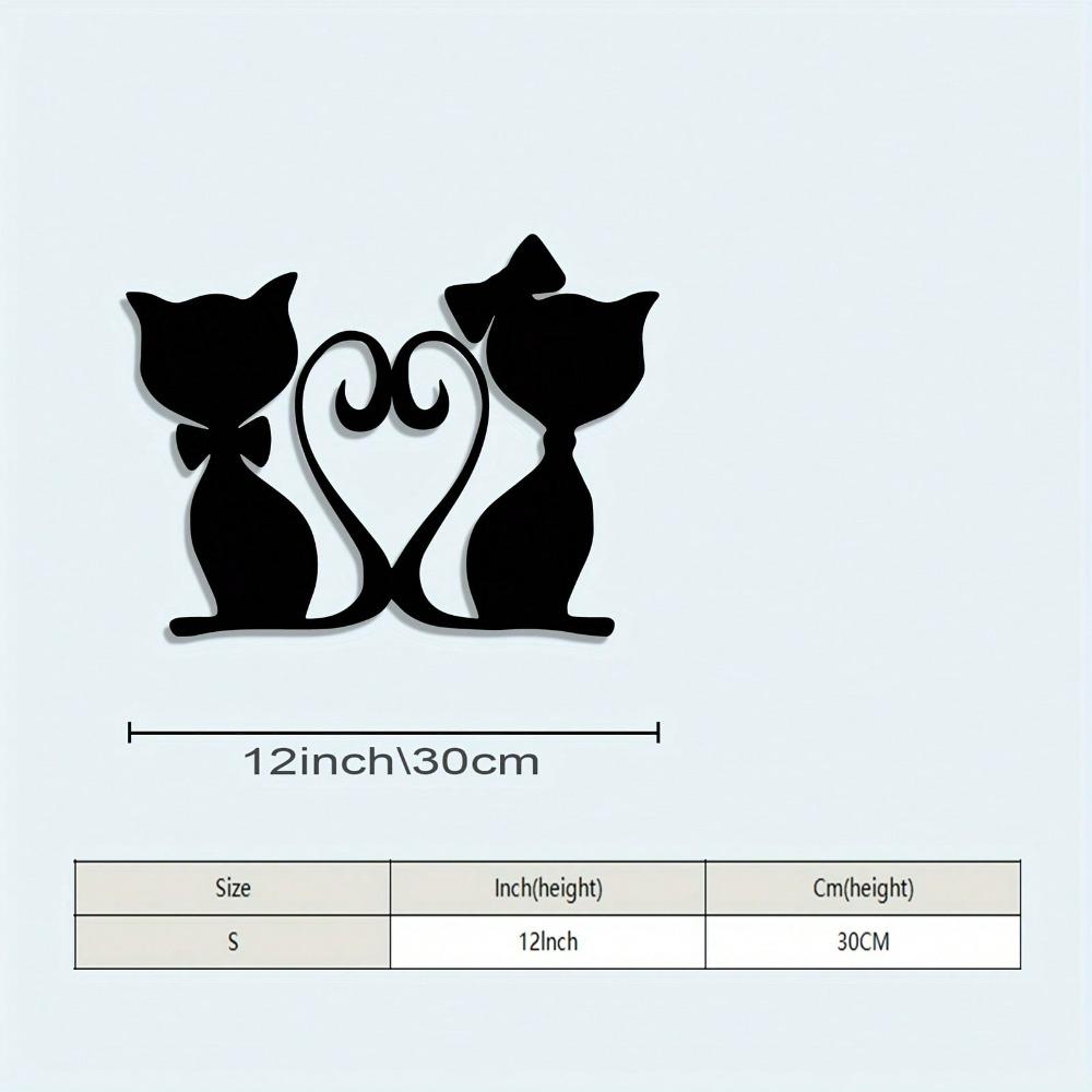 Retro Style Cat Wall Art Metal Iron Heart Silhouette Wall Decoration Home Gift for Cat Lovers Powder Coated Fashionable