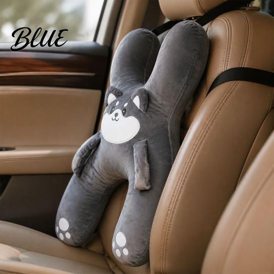 Coussin de siège doux en peluche Oreiller de voiture en forme de H pour enfants Oreillers de cou mignons Oreiller pour dormir assis et soutien du dos Oreiller de repos pour voyages Salon sur canapé Arrière