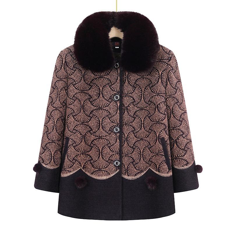 Winter women s imitation mink fleece coat, fleece thickened old lady coat, warm cotton-padded coat XL (recommended 85-52.5kg)