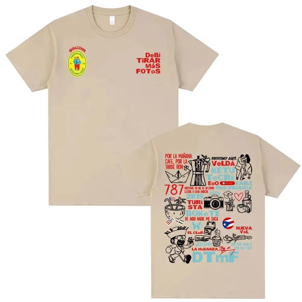Bad Bunny Debi Tirar Mas Fotos DTMF Album Printed TShirt Unisex Casual Cotton Loose Vintage Hip Hop Gothic Style TShirt