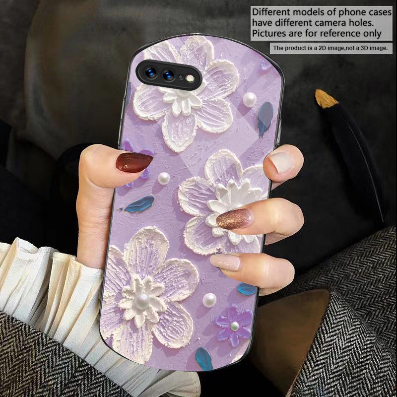 Cream rice white petals For iPhone 17 Air 16 15 14 Pro 13 Plus 12 mini 11 Pro Max XR X 7 8 Elliptical Tempered Glass Phone Case