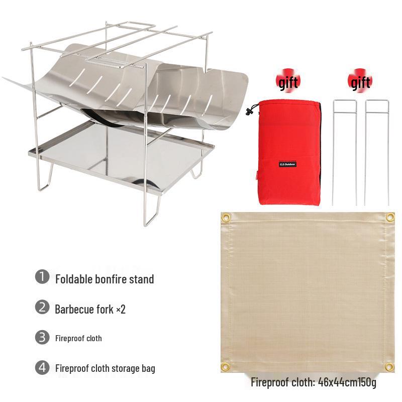 Ultra-Light Foldable Portable Barbecue Fire Pit and Stove