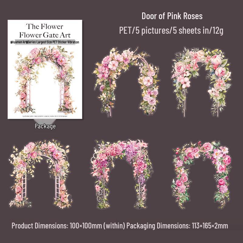 Beautiful Day Large PET Flower Door Art Stickers: 6 Designs, 5 Stained Glass Theme Sheets