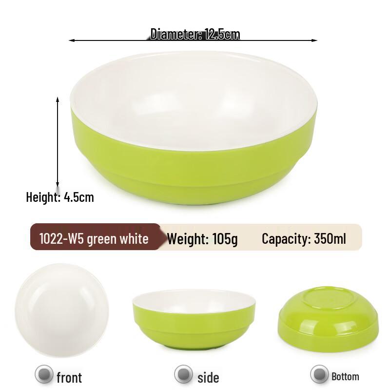 Dual-Color Melamine Rice & Sauce Bowls - 10 Pack