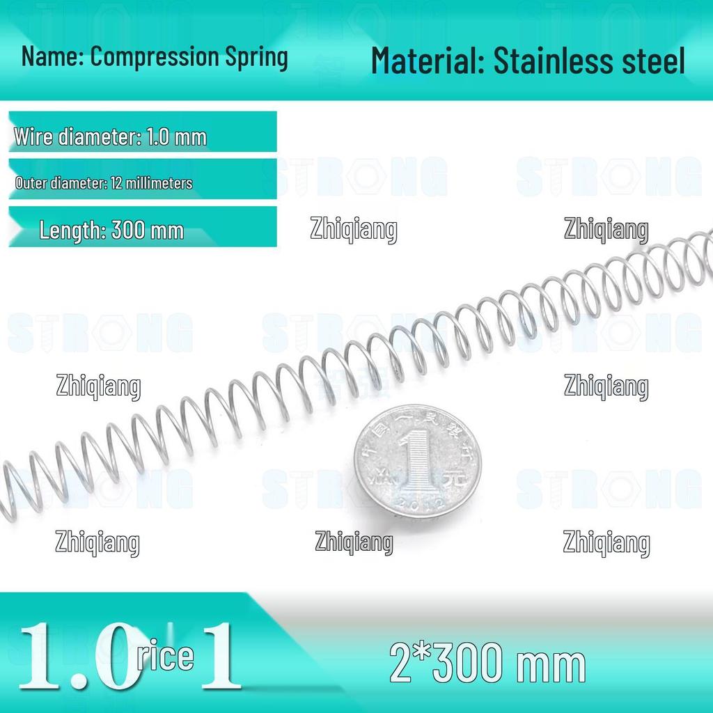 304 Stainless Steel Compression Spring – 300mm Long, High Elasticity, Shock Absorption, Customizable