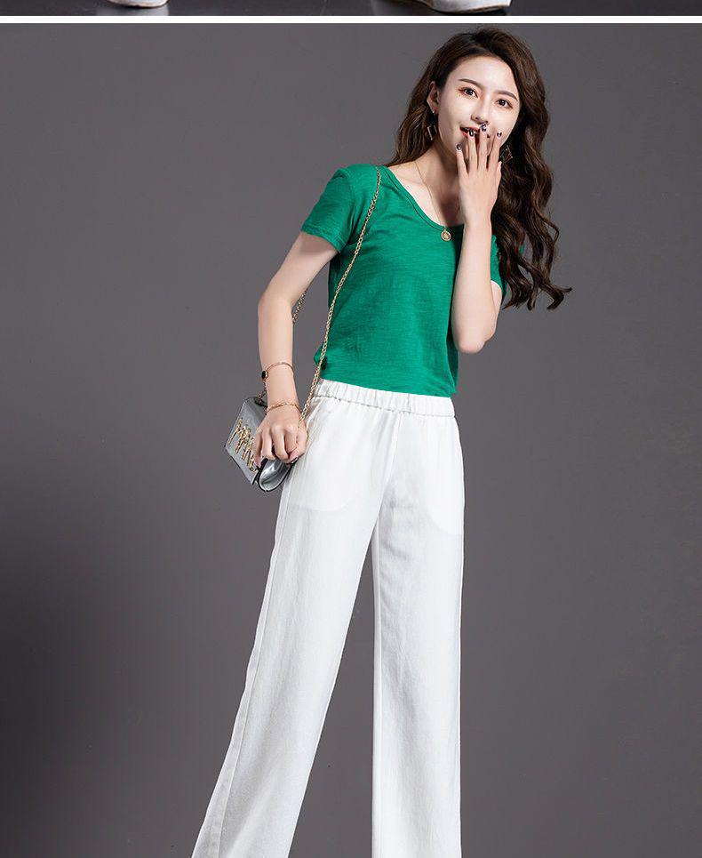 Pure Cotton High-Waisted Wide-Leg Pants for Women, Loose Drapey Fit, Perfect for Spring/Summer 2026.