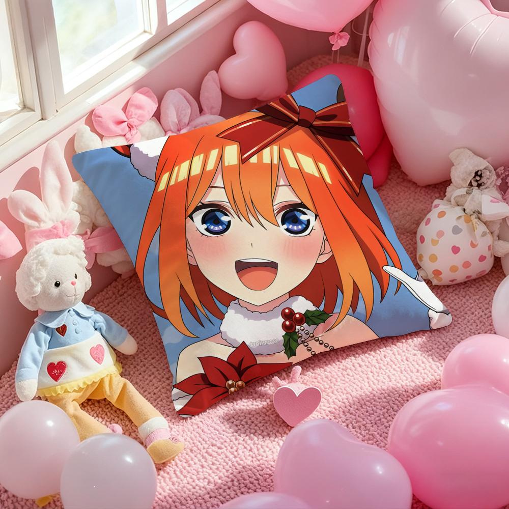 Quintuplets M-Miku N-Nakano W-Waifu Pillow Case Soft Plush Fabric Double-Sided Printed Cushion Cover Warm Winter Sofa