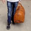Handmade Leather Trolley Duffel: Personalized Mens Weekender Holdall Bag Gift him