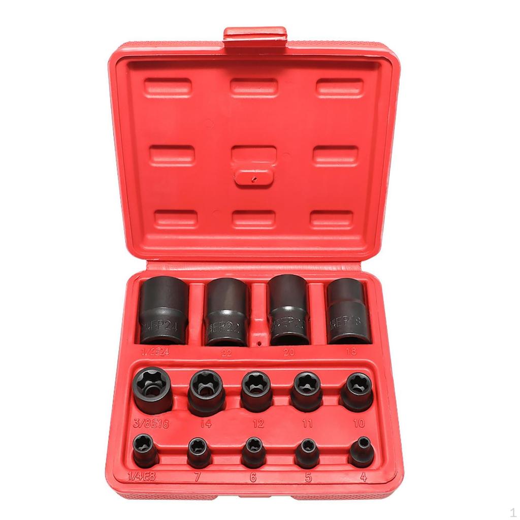 14 Pieces SixPointed Socket Set ExtendedReach Hexalobular Compact Sockets for Mechanics,
