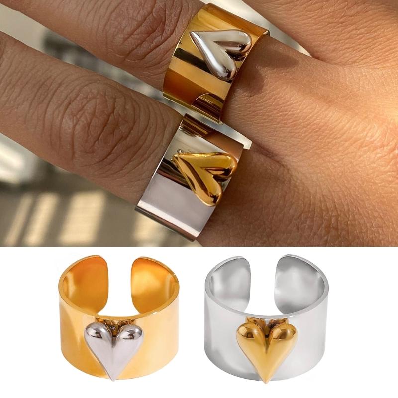 Stylish Multicolor Heart Shape Adjustable Rings Comfortable Lightweight Designs Rings Ideal For Couples And Friend