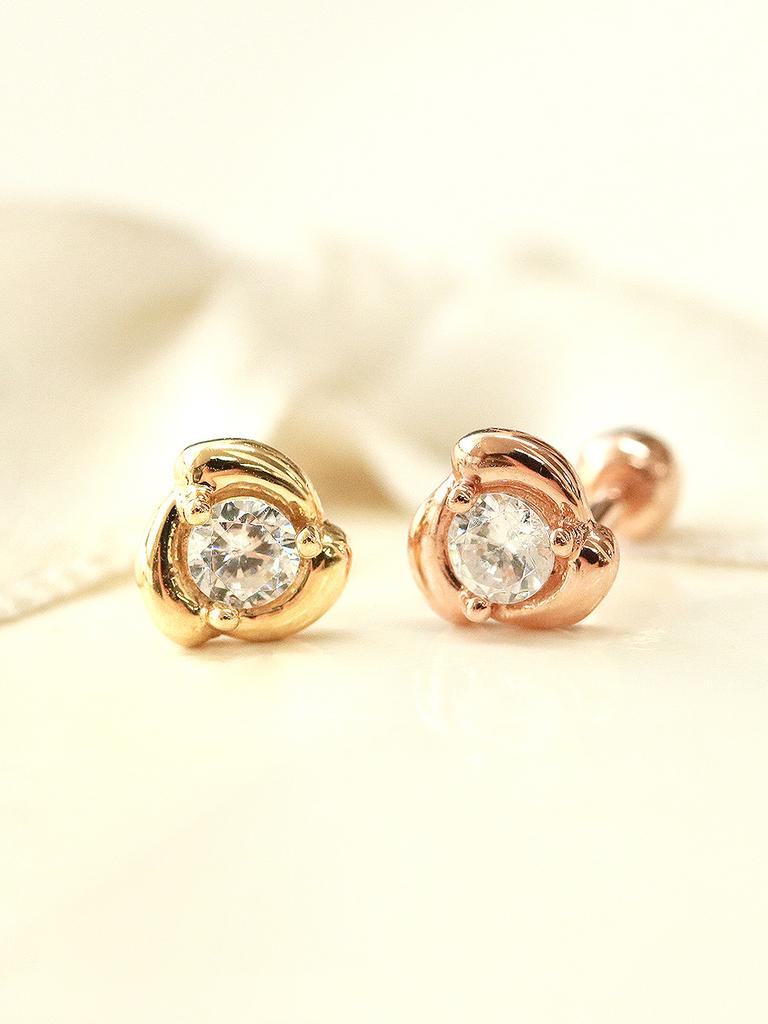 Minimalpiercing 14K Cubic Rose Piercing Earrings