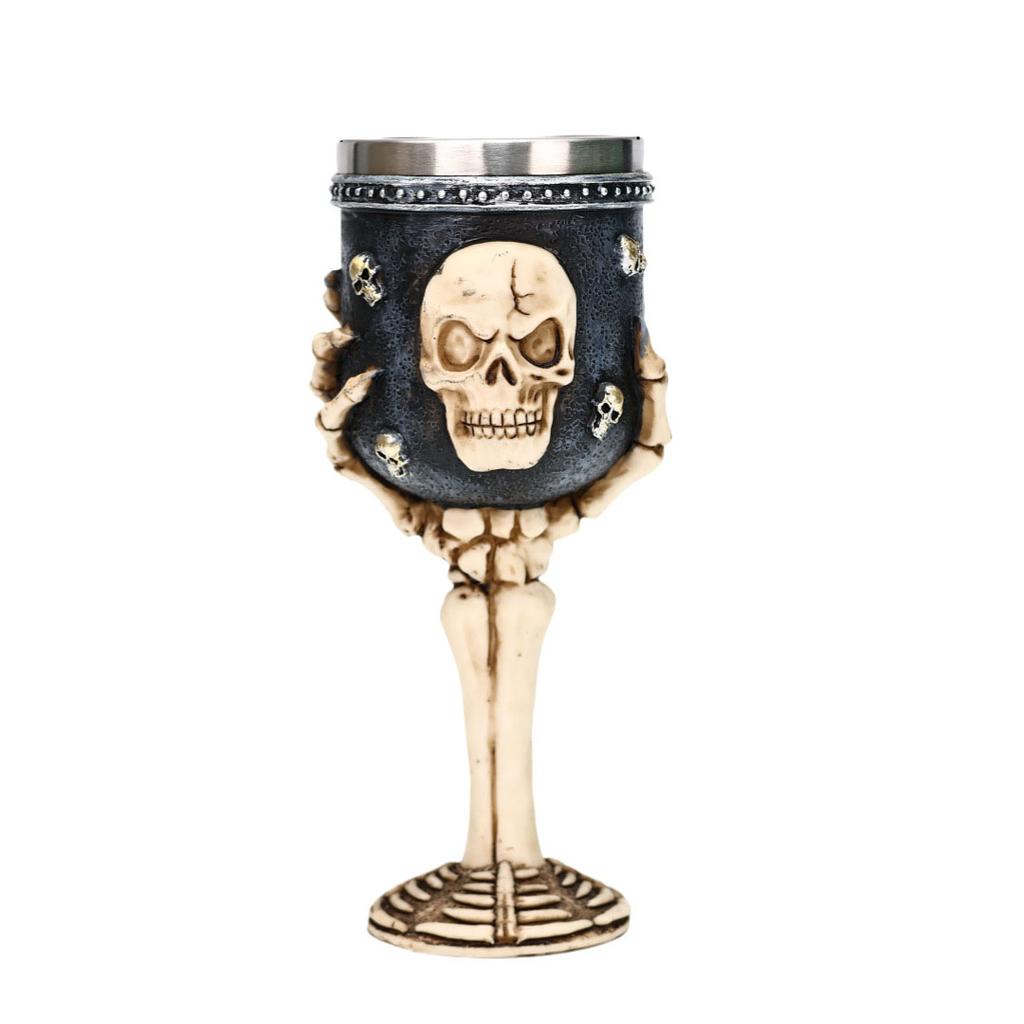 New Black and Silver Skull Ghost Claw Goblet Resin Stainless Steel Liquor White Wine Cup Halloween Bar Decoration
