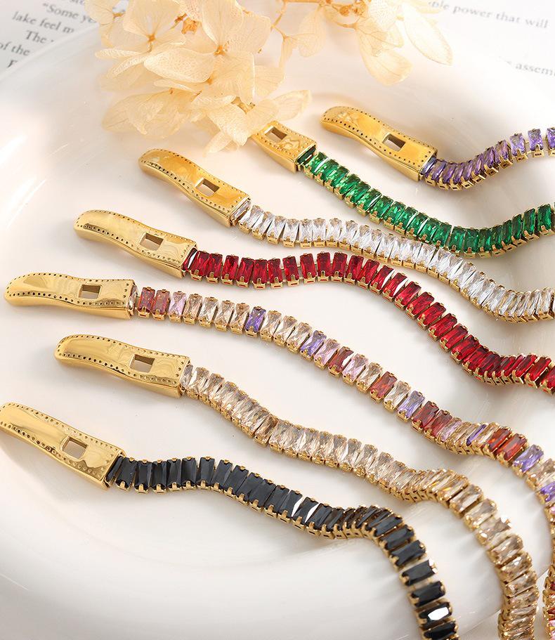 Light Luxury Seven-Color Zircon Gold-Plated Magnetic Bracelet with Titanium Steel Double-Sided Closure