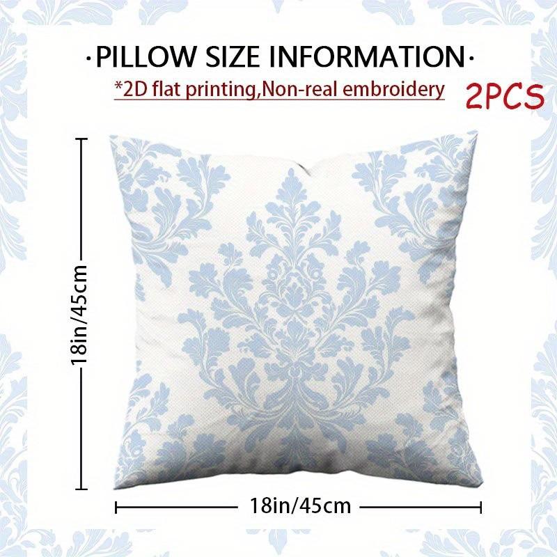 2PCS 2D Flat Elegant & White Damask Throw Pillow Covers Luxury Soft Covers with Zip Closure Double-sided Printed Cushion Cover
