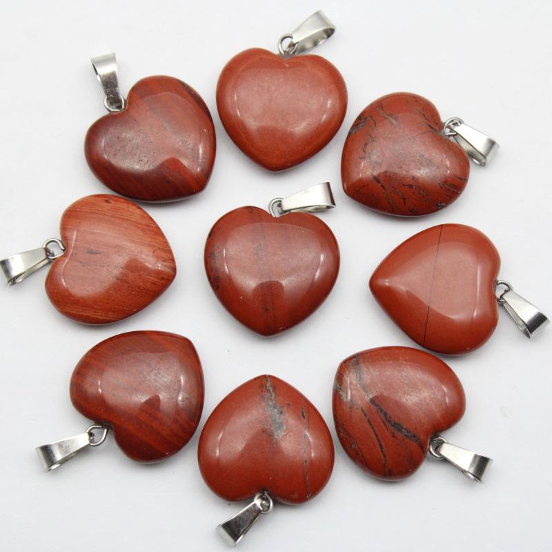 20MM Herzförmiger Naturstein Anhänger: Achat, Rosenquarz, Aquamarin, Pfirsichherz Schmuck