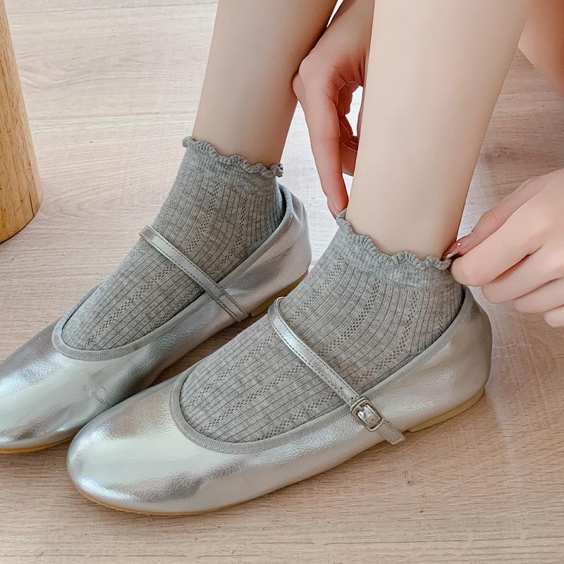 White Socks Summer Thin Breathable Solid Color Basic Collegiate Style Lace Socks Are Versatile And Cute